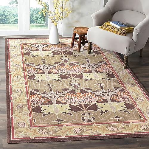 Allen Home - Alfombra decorativa tradicional de lana, adecuada para sala de estar, dormitorio, comedor, 100% lana, respaldo 100% algodón, 9 x 12