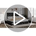 Allewie Upholstered Full Size Platform Bed Frame with 4 Storage Drawers and Headboard, Diamond Stitched Button Tufted, Mattress Foundation with Wooden Slats Support, No Box Spring Needed, White