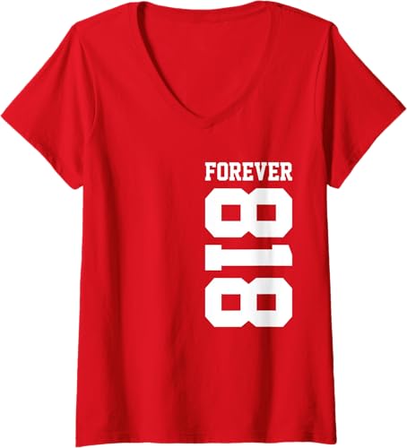 Miniatura 9 de Womens 818 Area Code Los Angeles California Glendale CA Burbank CA V-Neck T-Shirt Black,Navy Blue,Baby Blue,Red,Dark Green,Dark Heather Grey,Heather