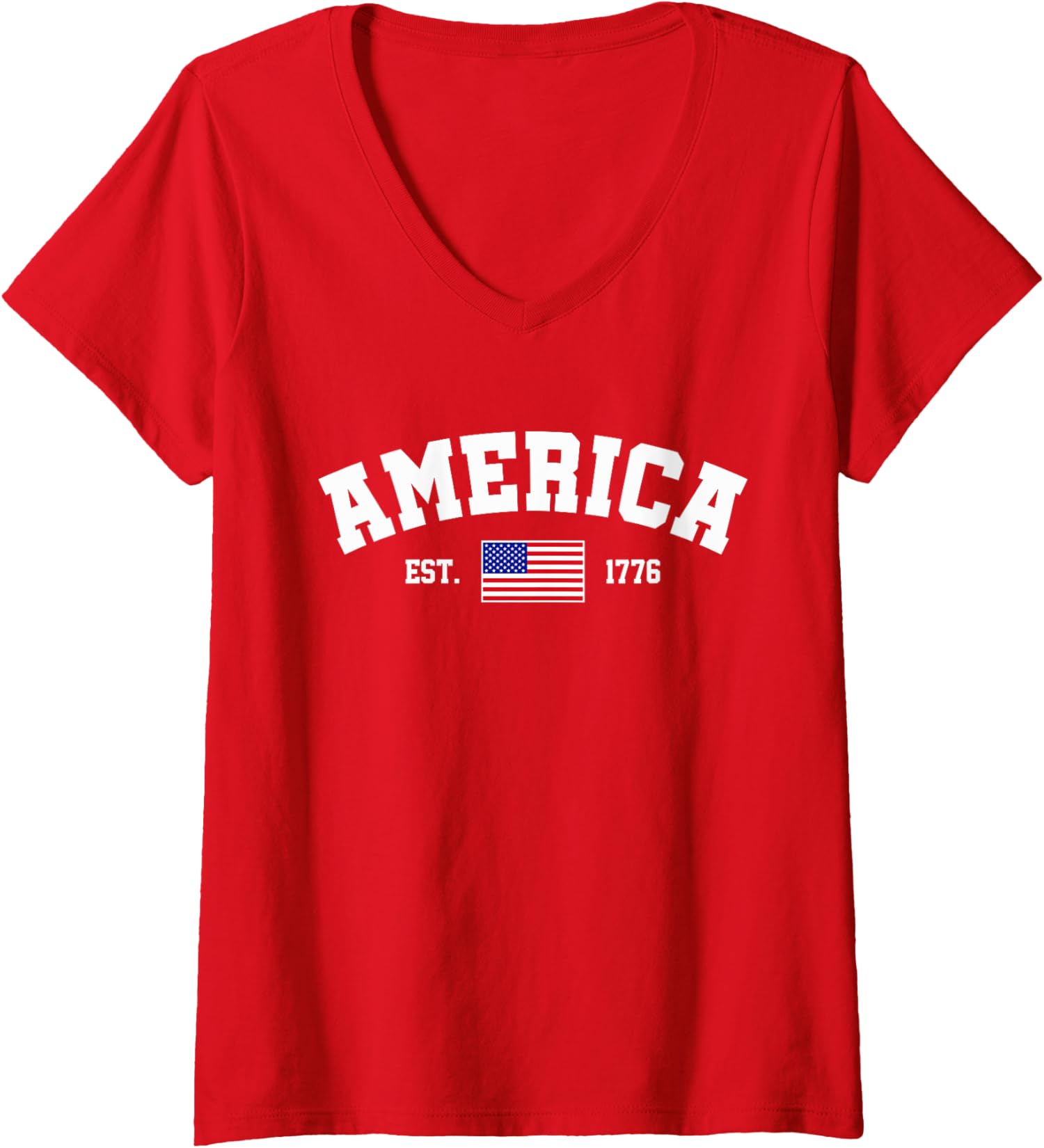 Est 1776 Patriotic US American Flag 4th Of July Ladies' V-Neck Tshirt - Picture 5 of 5