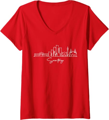 Miniatura 9 de Womens city skyline Santiago Chile V-Neck T-Shirt Black,Navy Blue,Baby Blue,Red,Dark Green,Dark Heather Grey,Heather Grey,Sapphire Blue,Pink,Purple