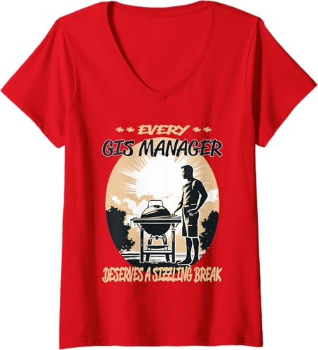 Miniatura 5 de GIS Manager Funny BBQ Chef or Grill Fun V-Neck T-Shirt
