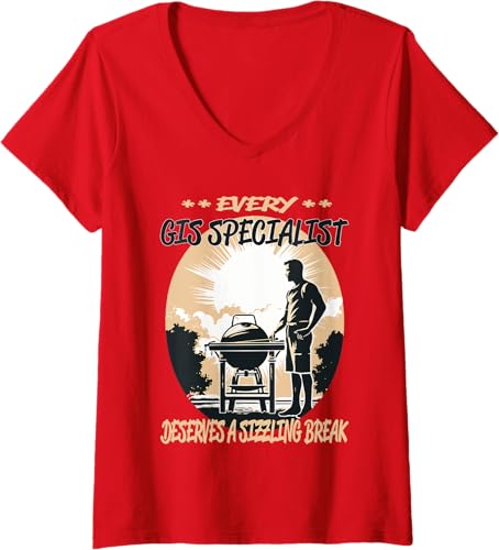 Miniatura 5 de GIS Specialist Funny BBQ Chef or Grill Fun V-Neck T-Shirt