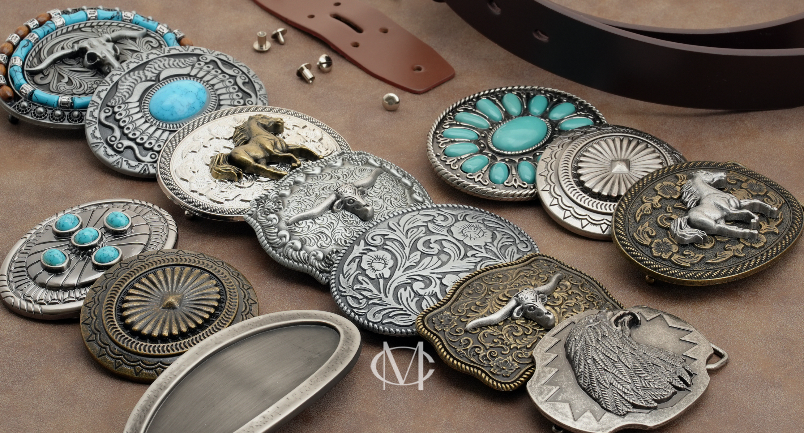 Amazon.com: CRAFTMEMORE Western Oval Belt Buckle with Faux 