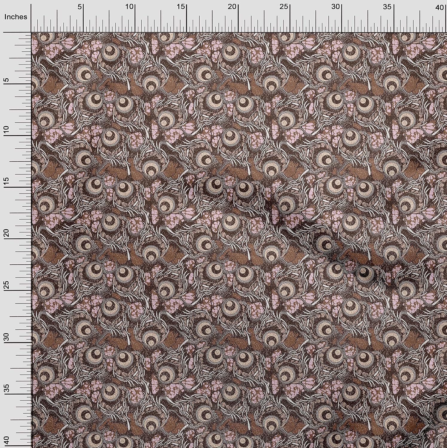 oneOone Georgette Viscose Brown Fabric African Fabric for Sewing Printed Craft Fabric By The Yard 42 Inch Wide