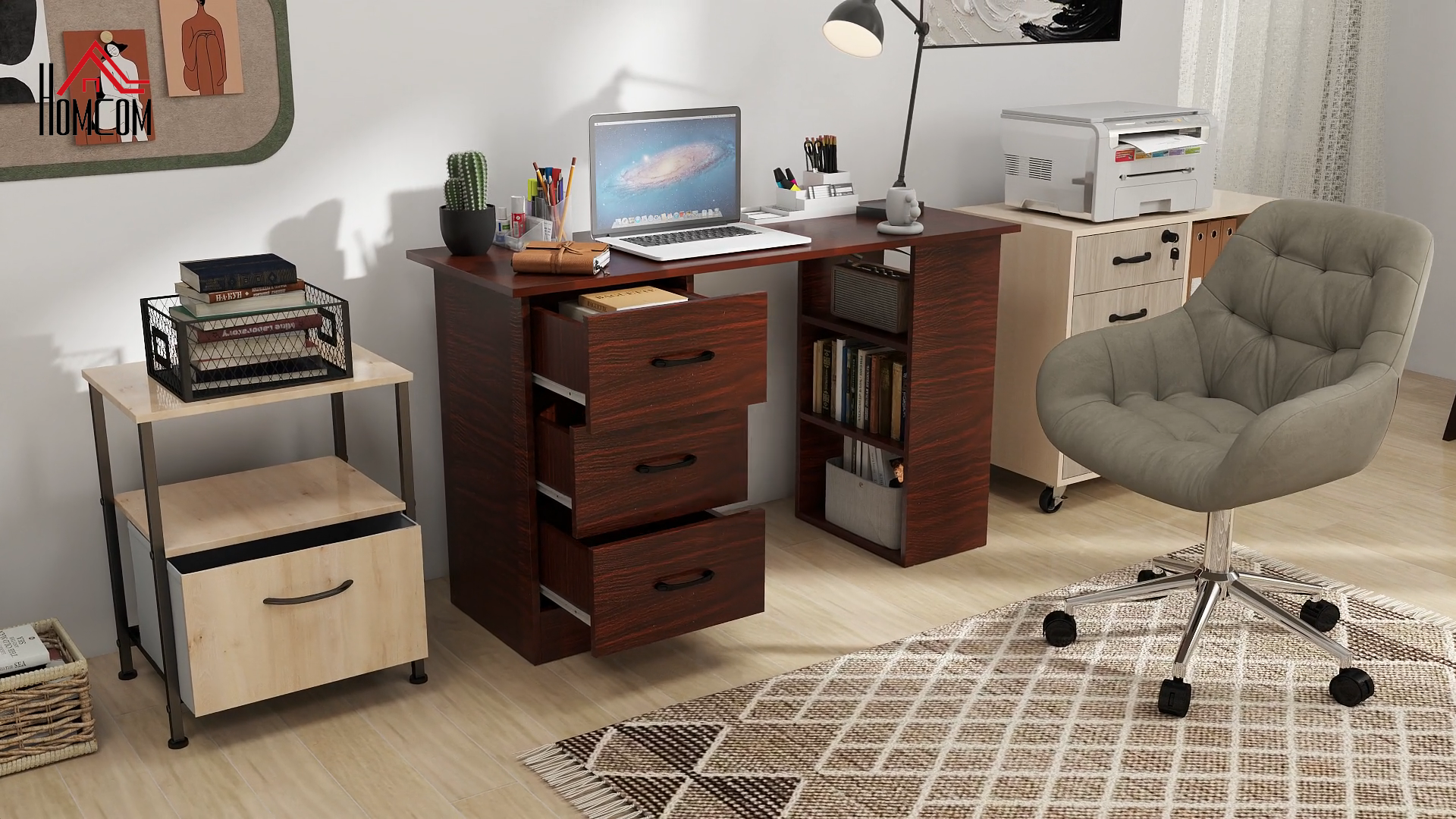 SCRIVANIA PER COMPUTER, Tavolo Da Ufficio Con Cassetti Scrivania per Scrittura D EUR 98,99