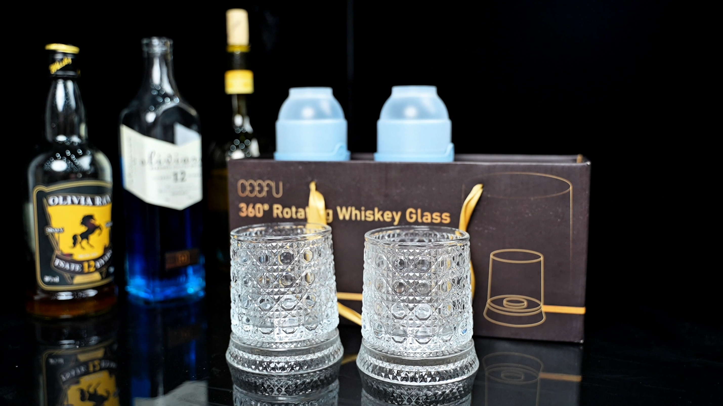 Amazon.com: CEEFU Old Fashioned Whiskey Glasses with 360° Rotating