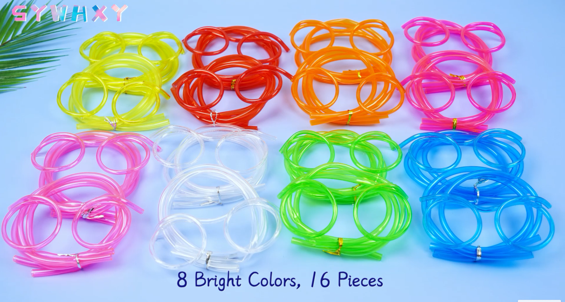 Pitillos divertidos en forma de gafas, pack 16 piezas miniatura 7