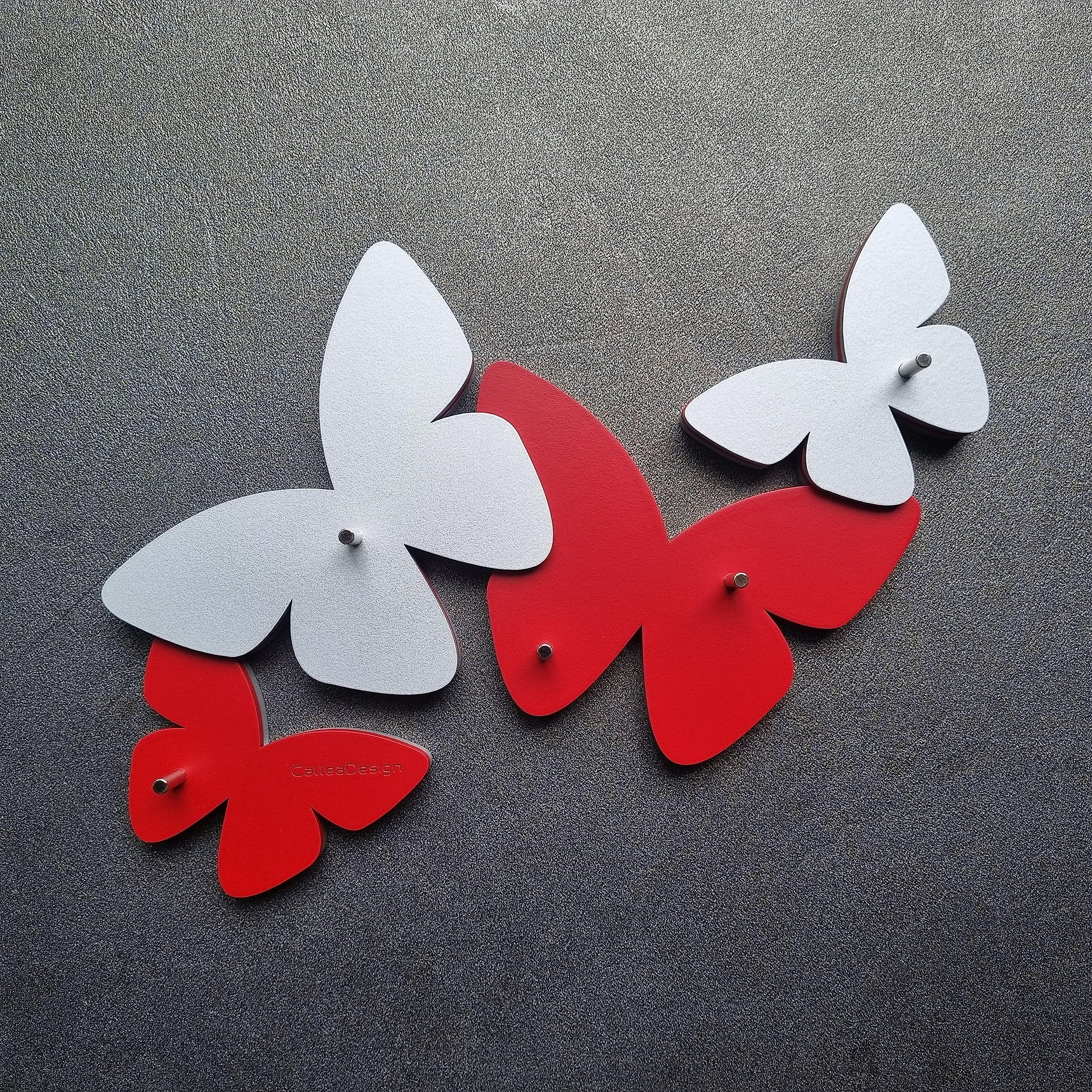 CalleaDesign - Portachiavi da parete Farfalle, Colore: Rubino