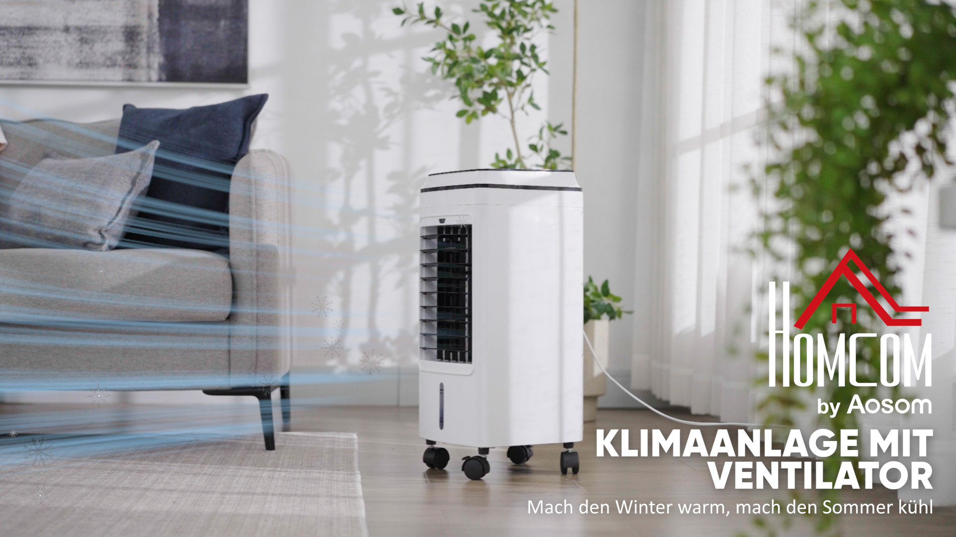 Emerio Mobiler Luftkühler 4 Liter - 3in1 Klimagerät Mit Fernbedienung Und Eis-Packs