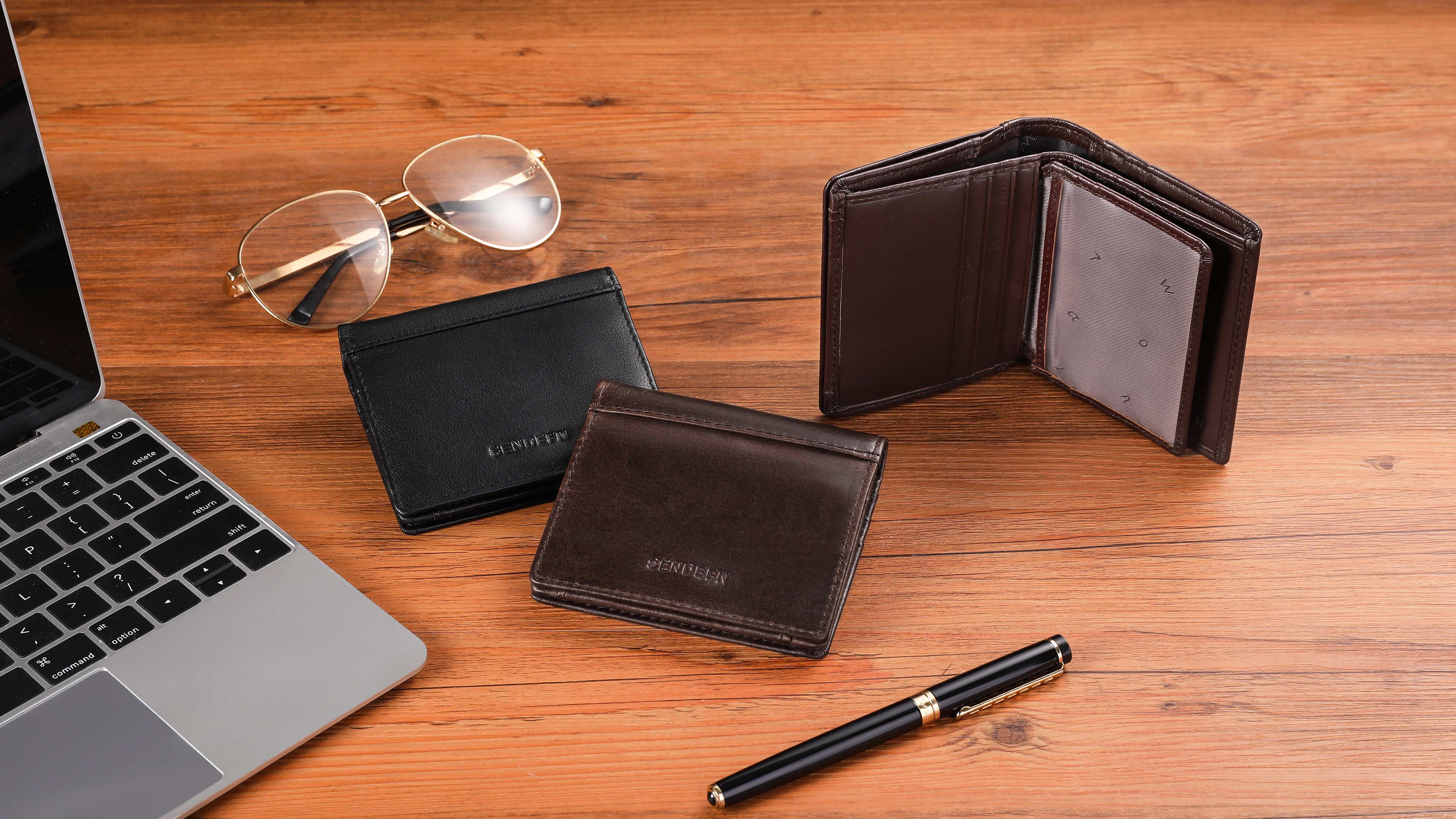 SENDEFN Portafoglio Uomo In Vera Pelle - Bi-Fold Con Blocco RFID, 15 Porta Carte, Portamonete - Foto 4