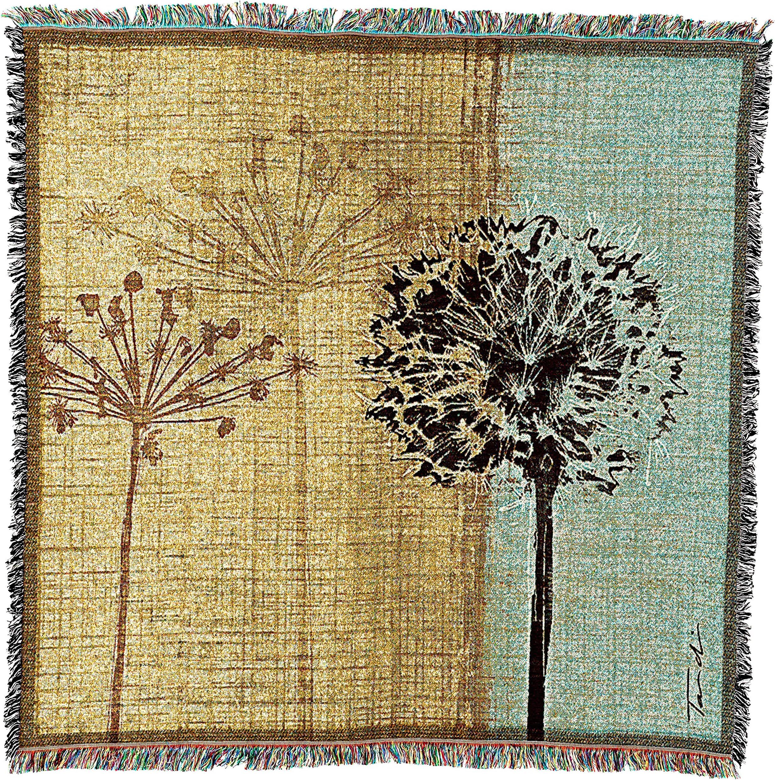 Pure Country Weavers in The Breeze Blanket by Tandi Venter -Gift Garden Floral Leaf Lap Square Tapestry Throw Woven from Cotton - Made in The USA (54x54)