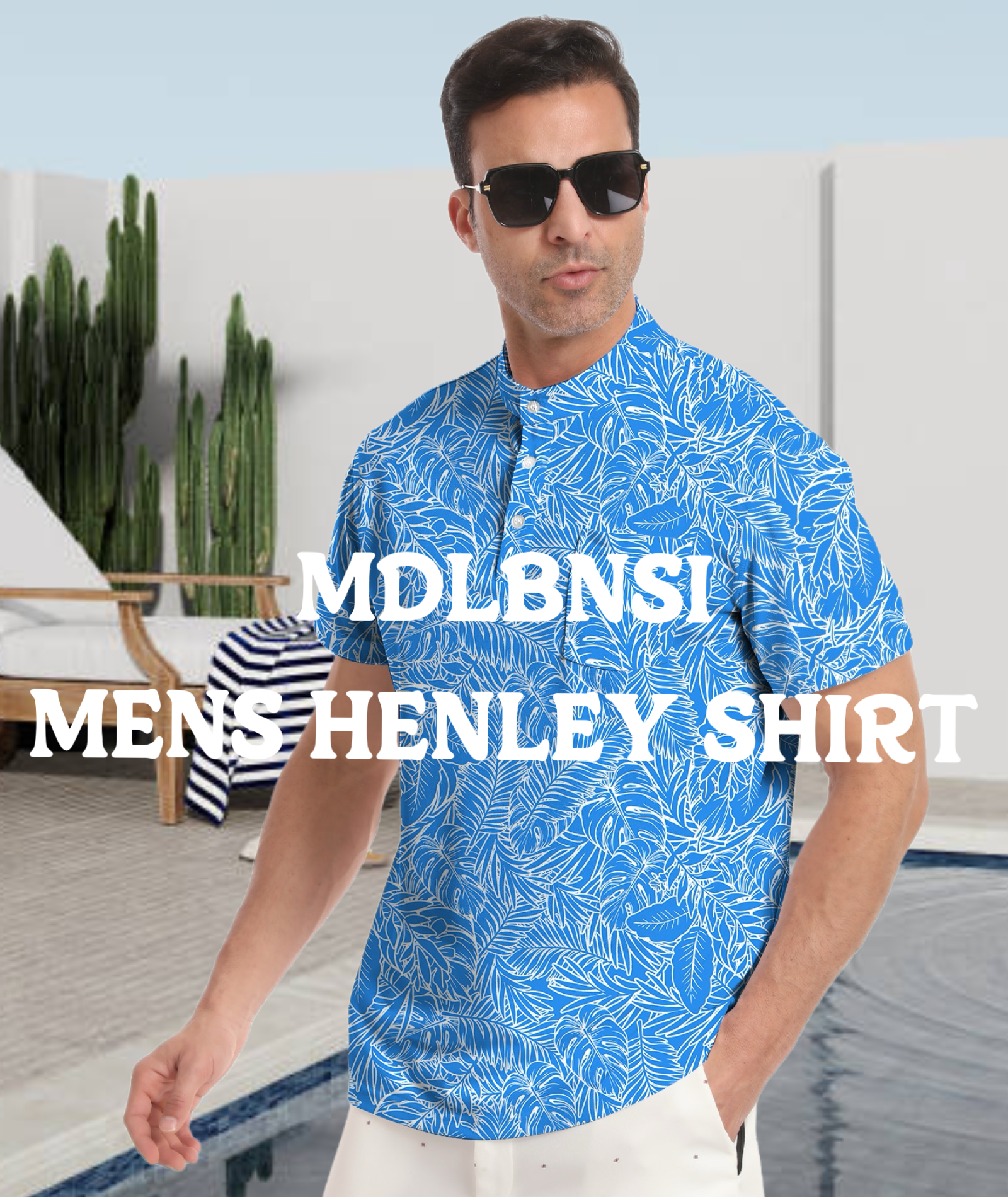 Polos de golf para hombre, camisa henley sin cuello, manga corta con bolsillo miniatura 6