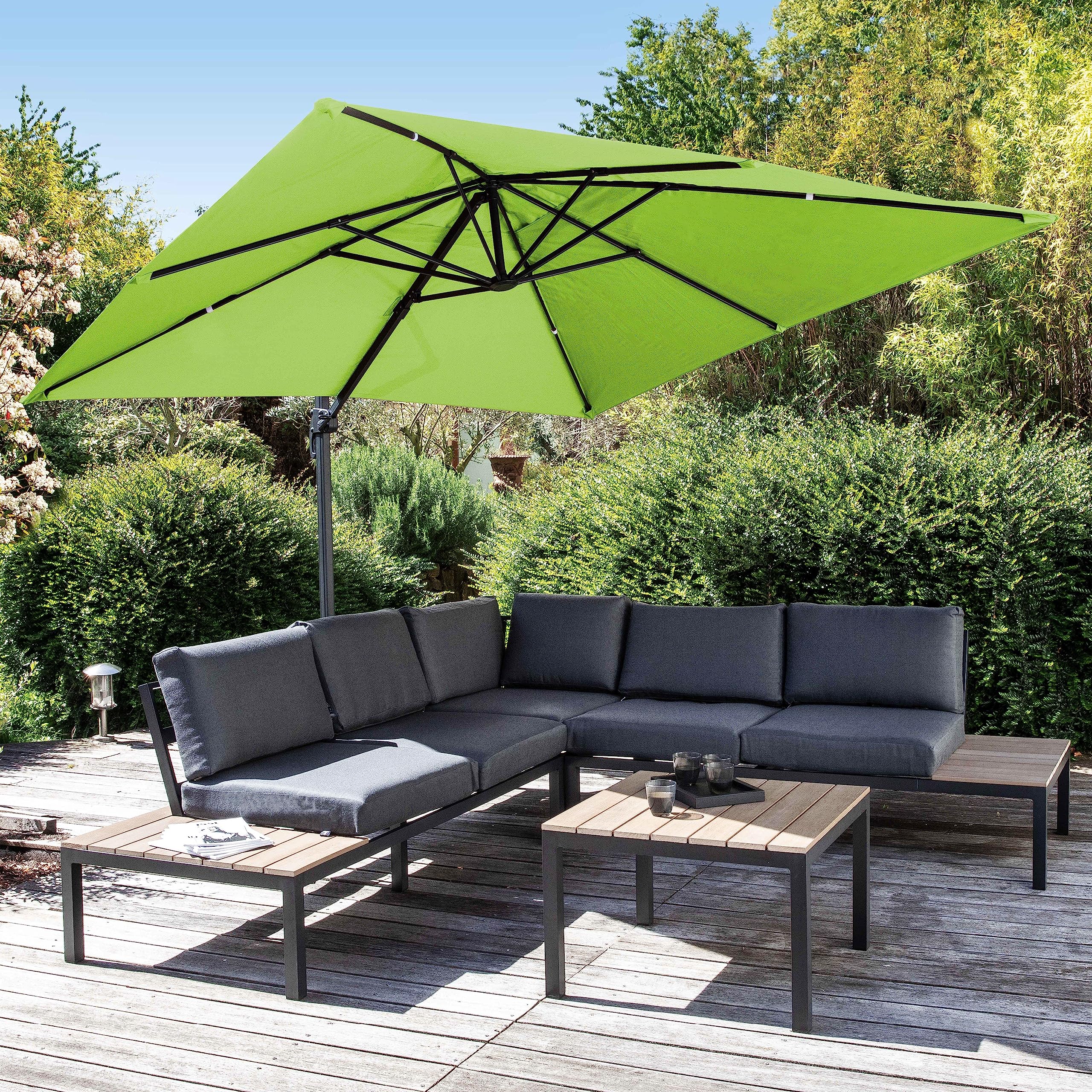 Oviala Toile pour Parasol déporté 3x3m Vert