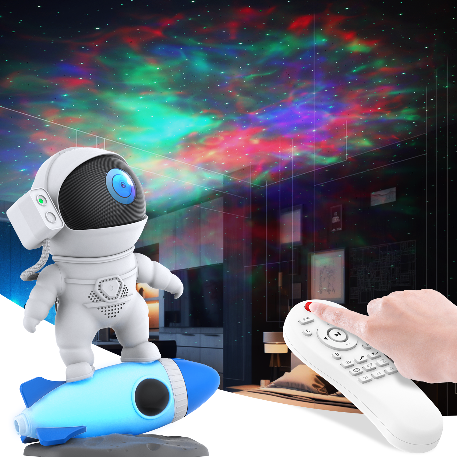 Astronaut Galaxy Projector, Rocket Star Nebula Projector, Night