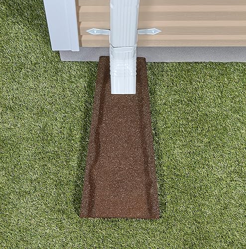 Miniatura 3 de Bloque de salpicaduras de boquilla baja de goma premium Rubberific, protector de lluvia, extensor de drenaje con textura de piedra (marrón)