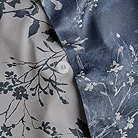 Vista 5 de Scott Living Lisette - Funda de edredón botánica reversible de algodón, tamaño Queen, 3 piezas, 1 funda de edredón Queen, 2 fundas de almohada