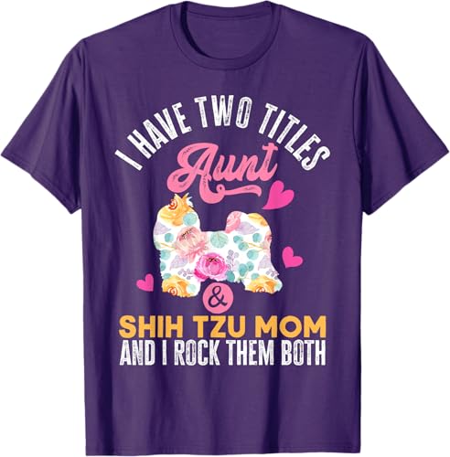 Miniatura 17 de I Have Two Titles Aunt and Shih Tzu Mom | Funny Dog Men Women T-Shirt Black,Navy Blue,Asphalt Grey,Cranberry Red,Red,Kelly Green,Dark Heather