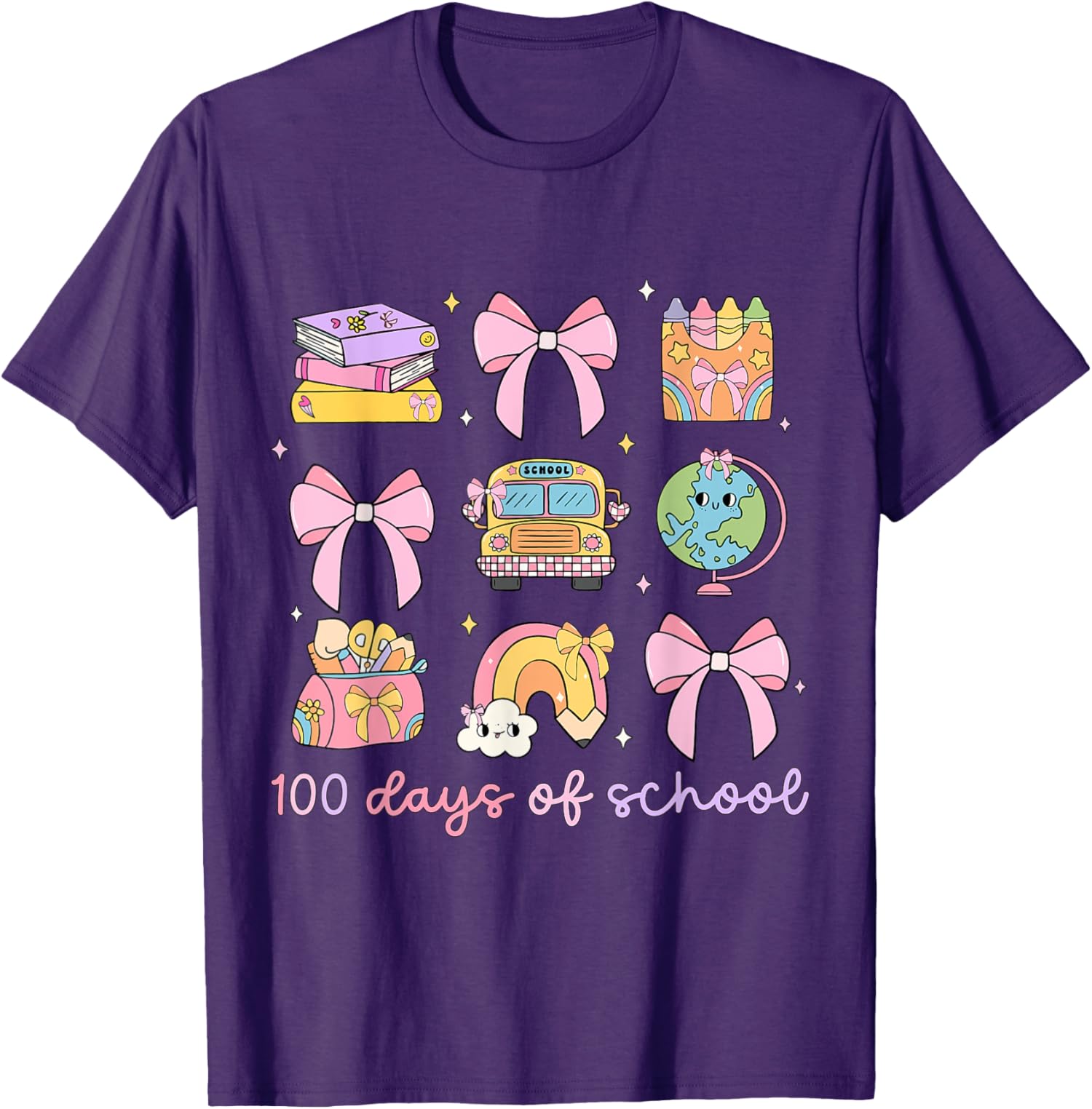 Coquette Bow 100 Days Of School Teacher Student Unisex T-Shirt - Picture 6 of 10