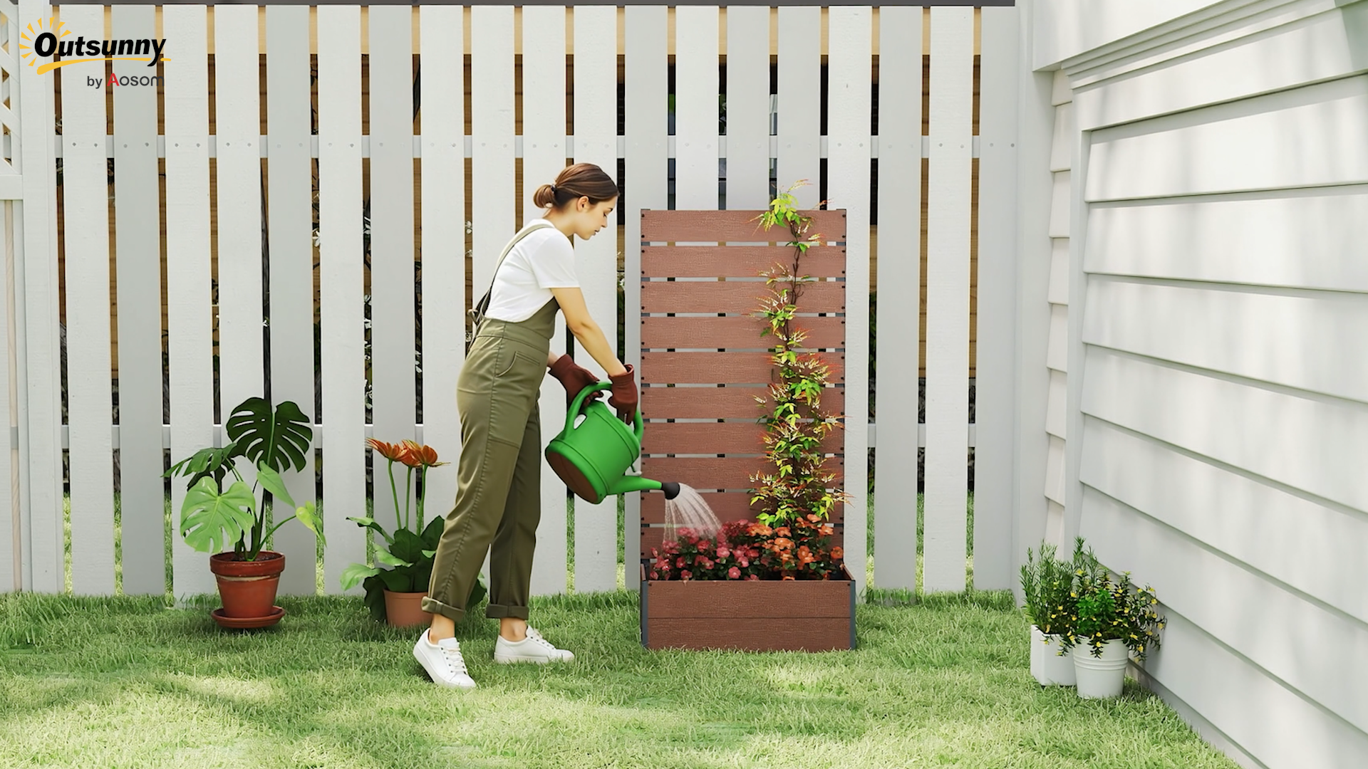 Outsunny Orto Rialzato con Mini Serra Ruote e Ripiano Marrone | Aosom Italy