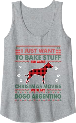 Miniatura 5 de Christmas Movies Dogo Argentino Dog Ugly Christmas Sweater Tank Top