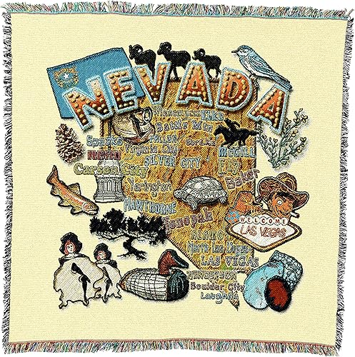 Pure Country Weavers State of Nevada - Manta cuadrada de regazo Manta de tapiz de regalo tejida de algodón, fabricada en los Estados Unidos (54 x