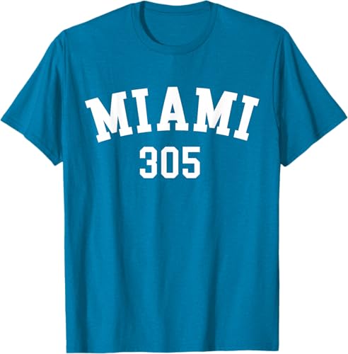 Miniatura 10 de Miami 305 USA American College Font T-Shirt Negro,Azul Marino,Azul Pastel,Arándano,Rojo,Plateado,Hierba,Verde Kelly,Marrón,Verde Oliva,Jaspeado