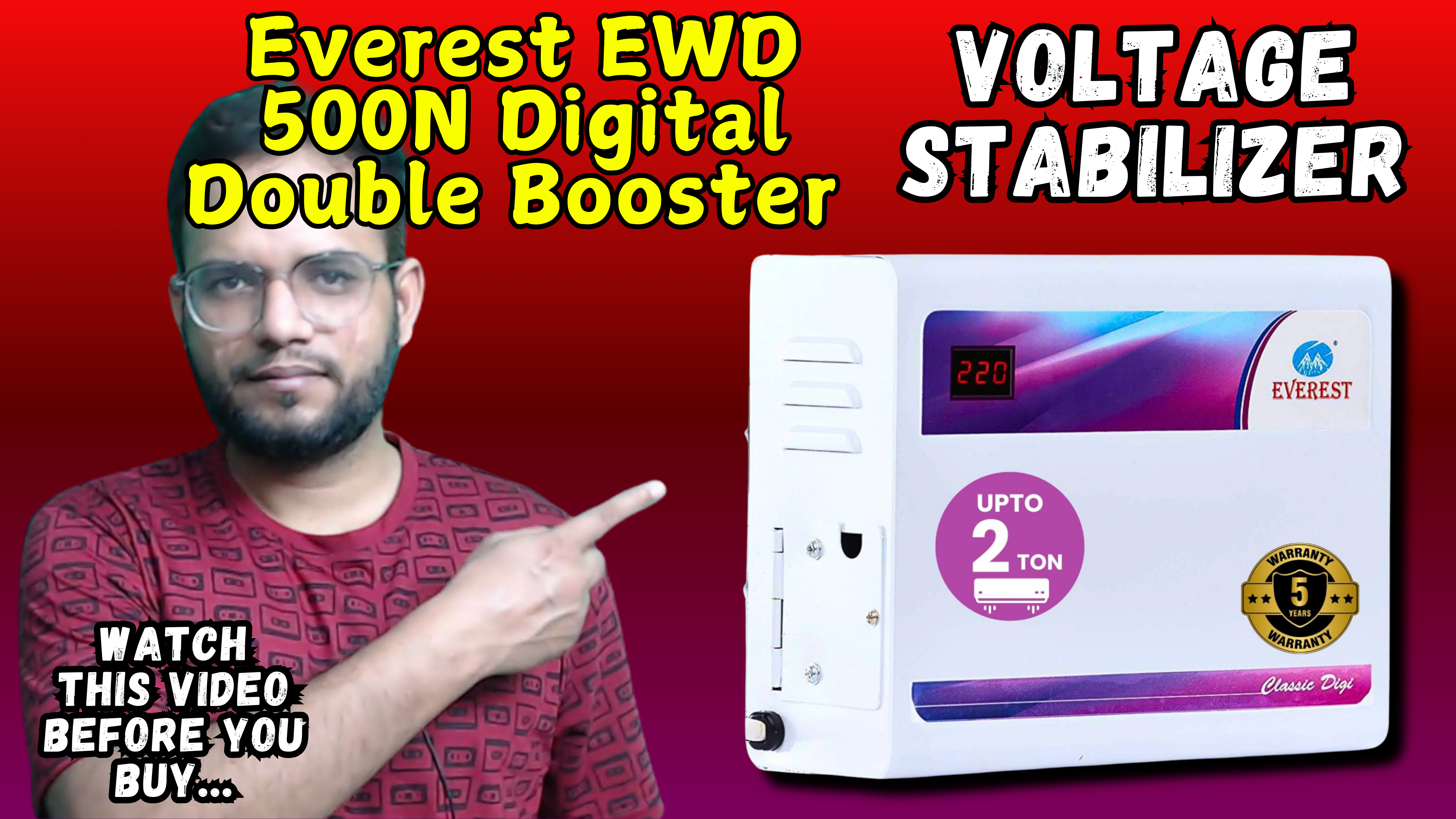 Watch Everest EWD 500N Digital Double Booster Voltage Stabilizer