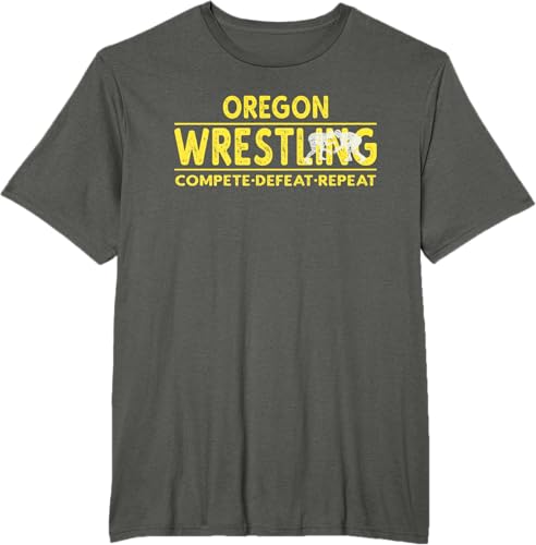 Miniatura 55 de Oregon Wrestling - Compete, Defeat, Repeat T-Shirt Negro,Azul Marino,Asfalto,Blanco,Azul Pastel,Arándano,Rojo,Verde Bosque,Verde Kelly,Verde
