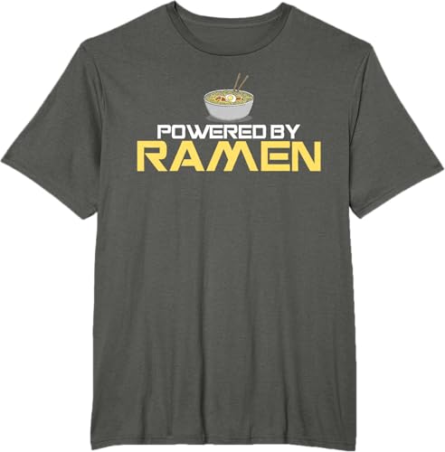 Miniatura 5 de Camiseta de fideos de anime japoneses Powered By Ramen, Negro, S