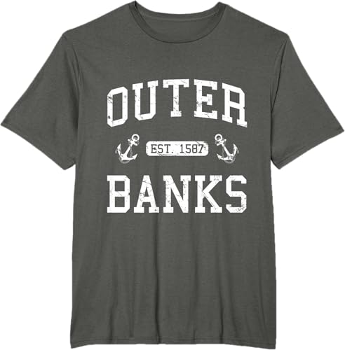 Miniatura 15 de Outer Banks NC North Carolina T-Shirt Black,Navy Blue,Asphalt Grey,Dark Heather Grey,Royal Blue