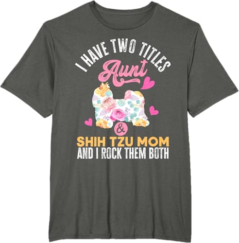 Miniatura 12 de I Have Two Titles Aunt and Shih Tzu Mom | Funny Dog Men Women T-Shirt Black,Navy Blue,Asphalt Grey,Cranberry Red,Red,Kelly Green,Dark Heather