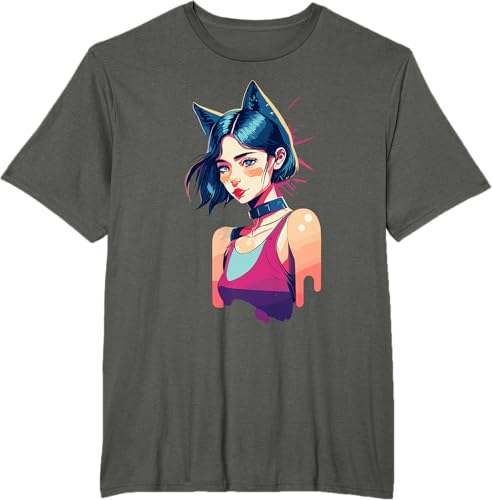 Miniatura 3 de Camiseta para amantes de los gatos con diseño de retrato con diseño de gato, Negro -