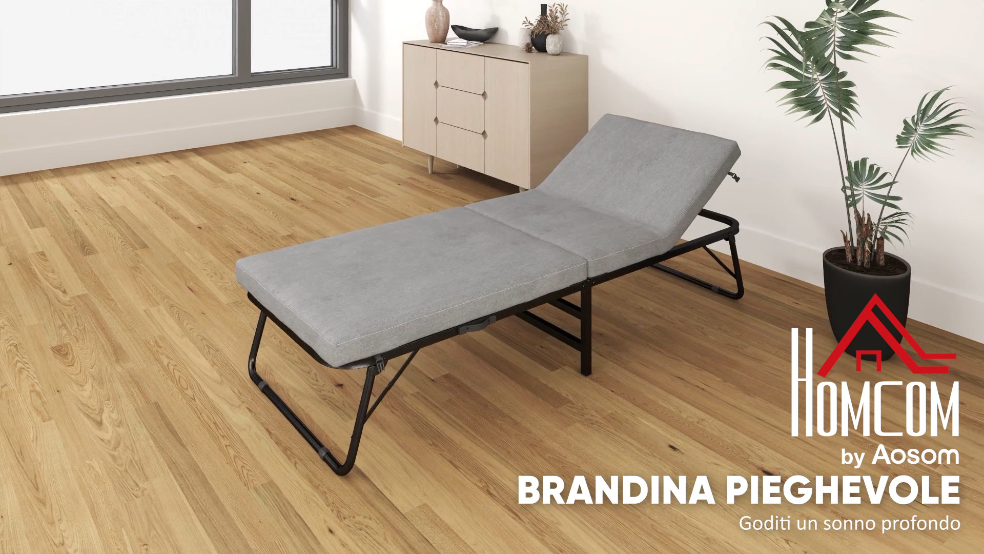 Brandina Pieghevole HOMCOM 70x180 Cm Con Materasso - Schienale Regolabile, Ruote, Per Ospiti - Foto 5