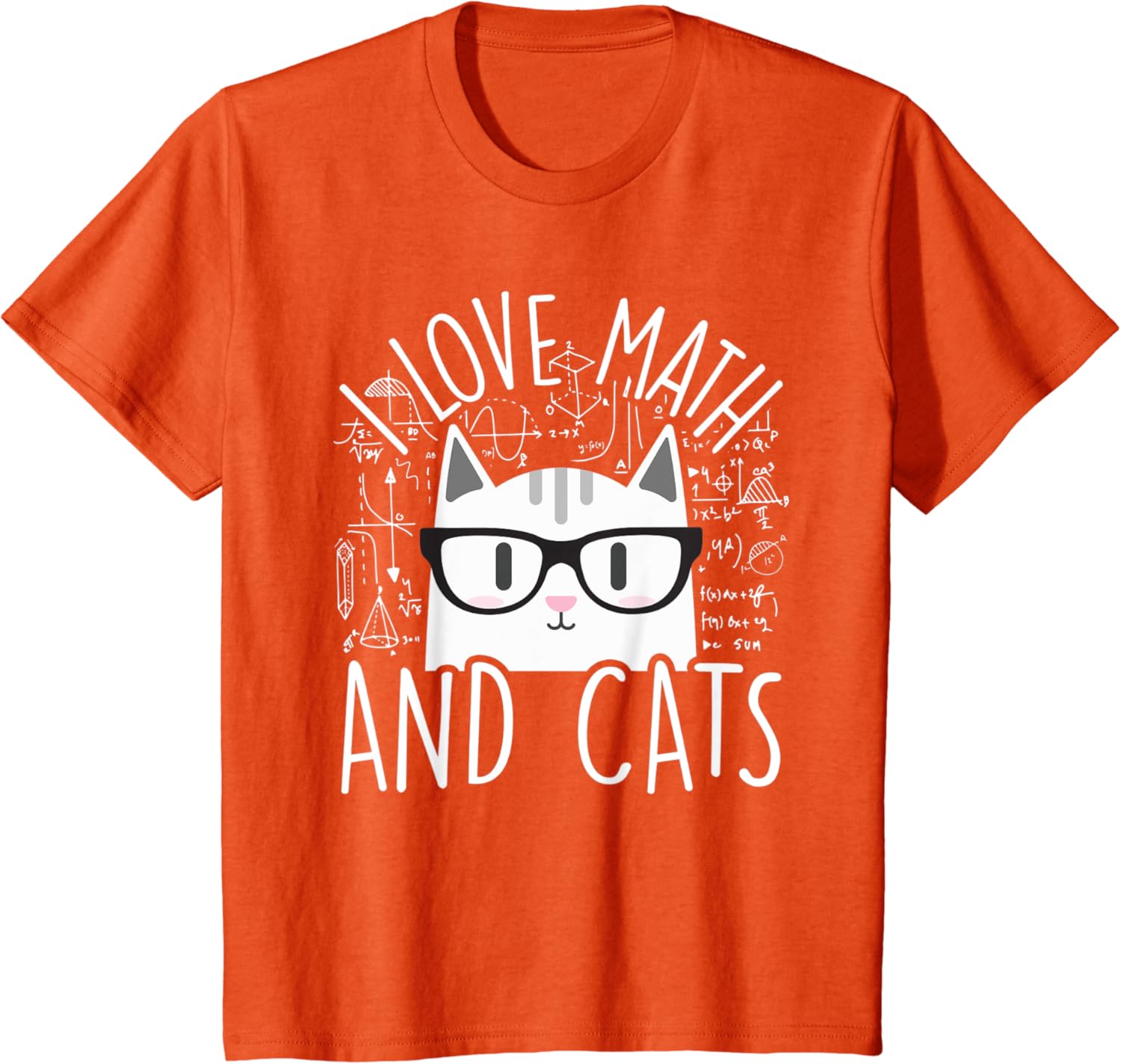 I Love Math And Cats Cute Kitty Cat Feline Lover Gift T-Shirt