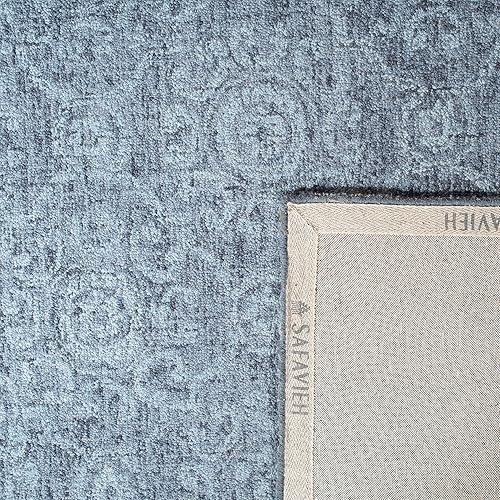 Miniatura 7 de SAFAVIEH Abstract Collection - Alfombra redonda de 6 pies, color azul, lana hecha a mano, ideal para zonas de alto tráfico en sala de estar,