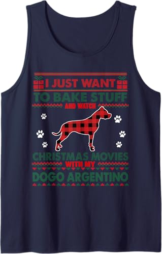 Miniatura 7 de Christmas Movies Dogo Argentino Dog Ugly Christmas Sweater Tank Top