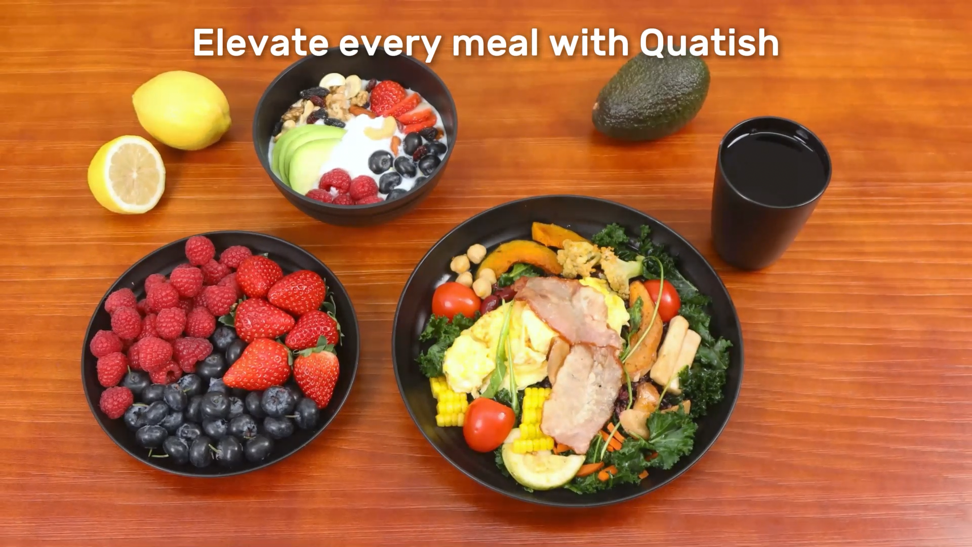 Quatish Juego de Platos y Bowls de Plástico de 48 Piezas para 6 Personas, Juegos de Vajilla, Negro miniatura 7