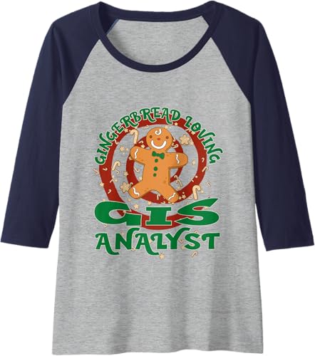 Miniatura 5 de GIS Analyst Job Gingerbread Funny Xmas Raglan Baseball Tee