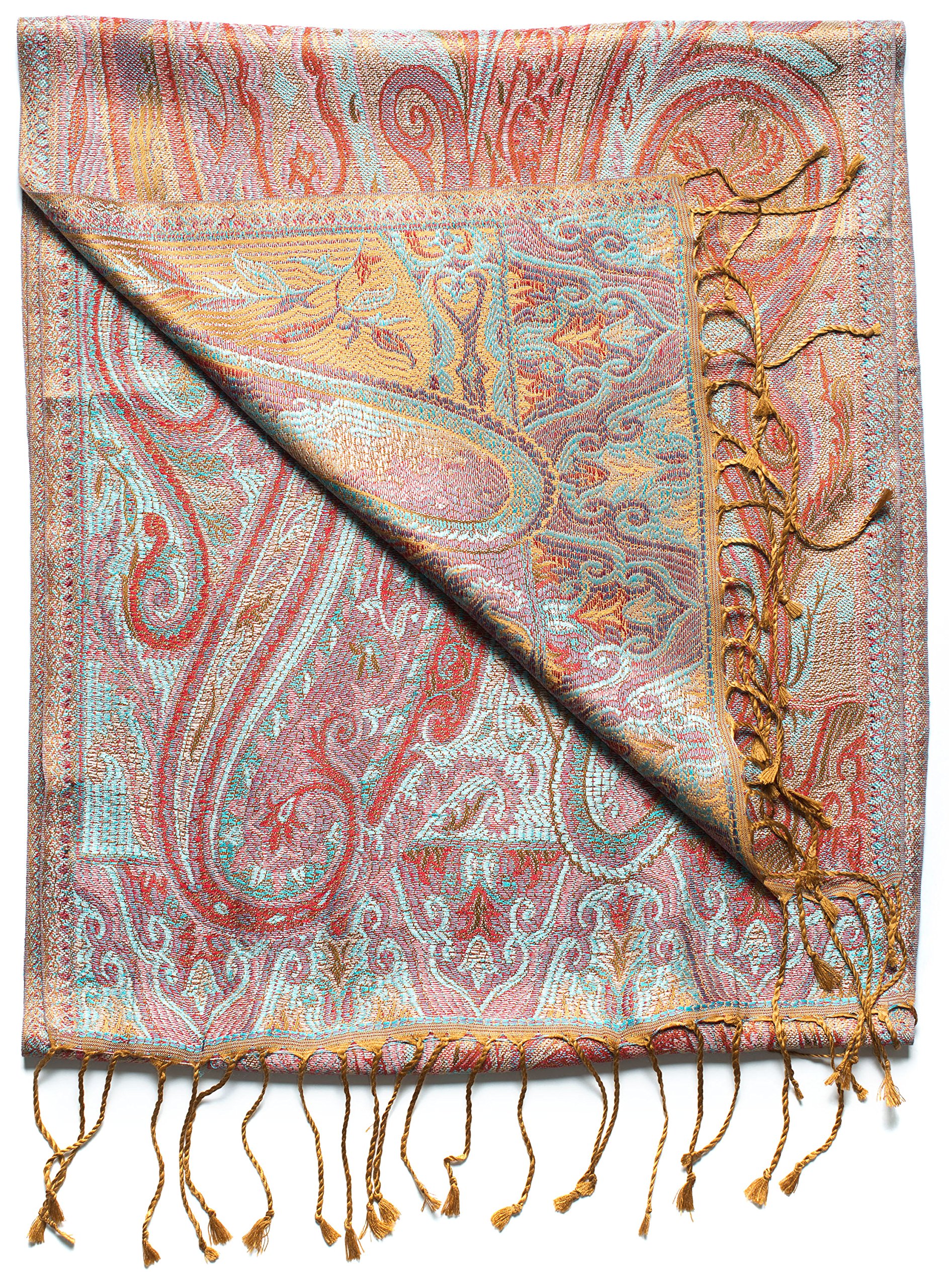 Pashmina bufanda de 100% seda de la India para hombres y mujeres, patrón cachemir/paisley, 160 x 35 cm - pañuelo de seda pura - muchos diseños diferentes