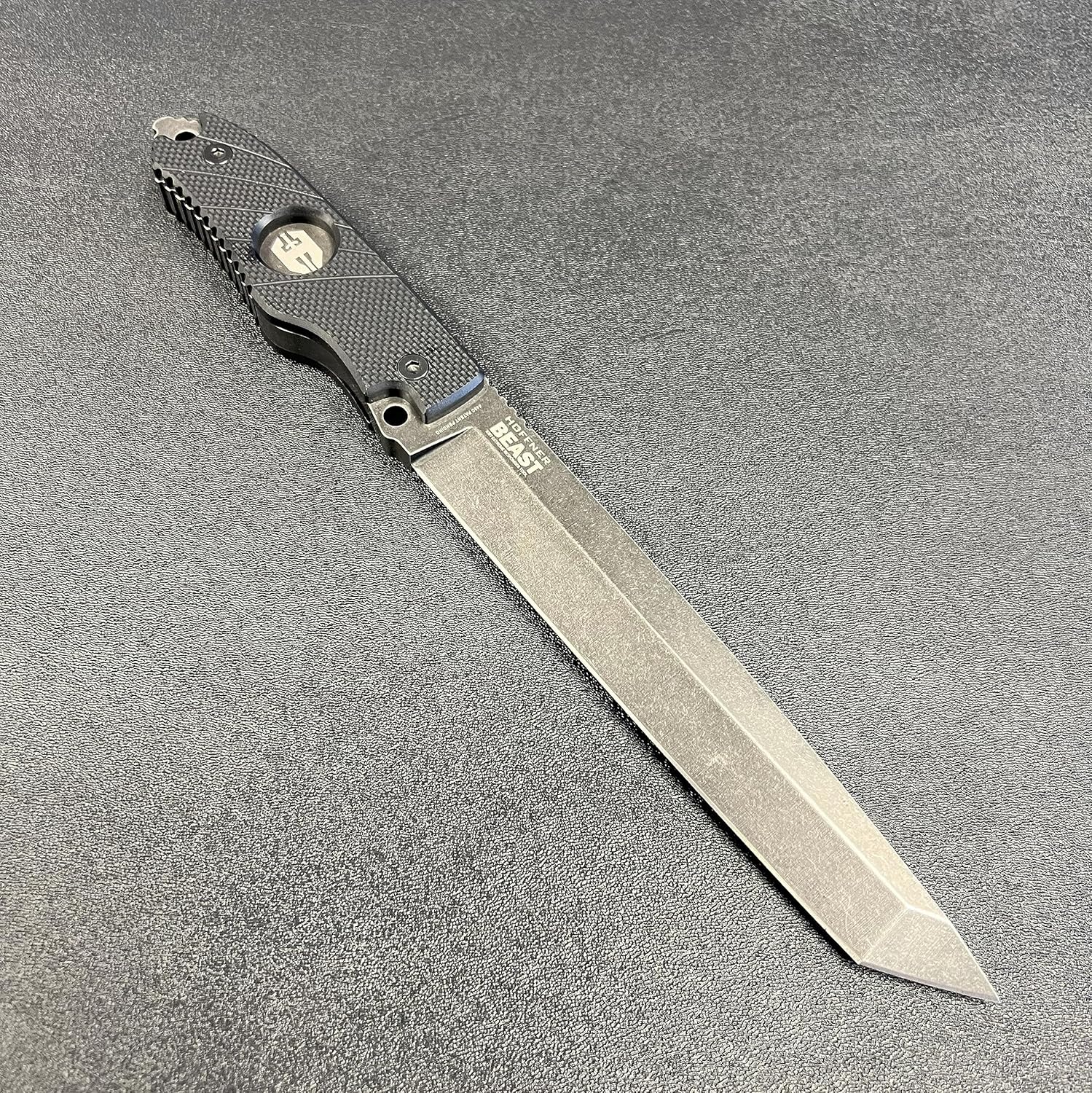 Hoffner Beast Fixed Blade. Camping, Hunting, Bushcraft, Survival Knife - 7 Inch Full Tang 440C SS 3/8 Inch Thick Tanto Blade - HRC 56-58 - 12 Inch Overall - Select Grip / Blade Color