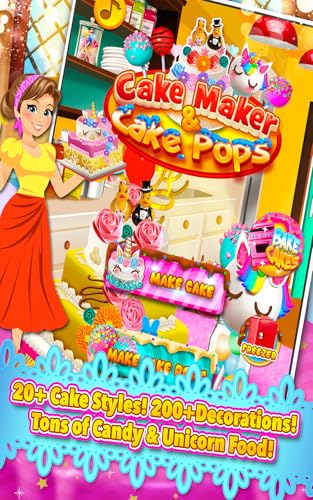 Rainbow Cake Maker and Glitter Cake Pops – Chocolate Dessert Candy Kids Food Bakery and Chef Kitchen