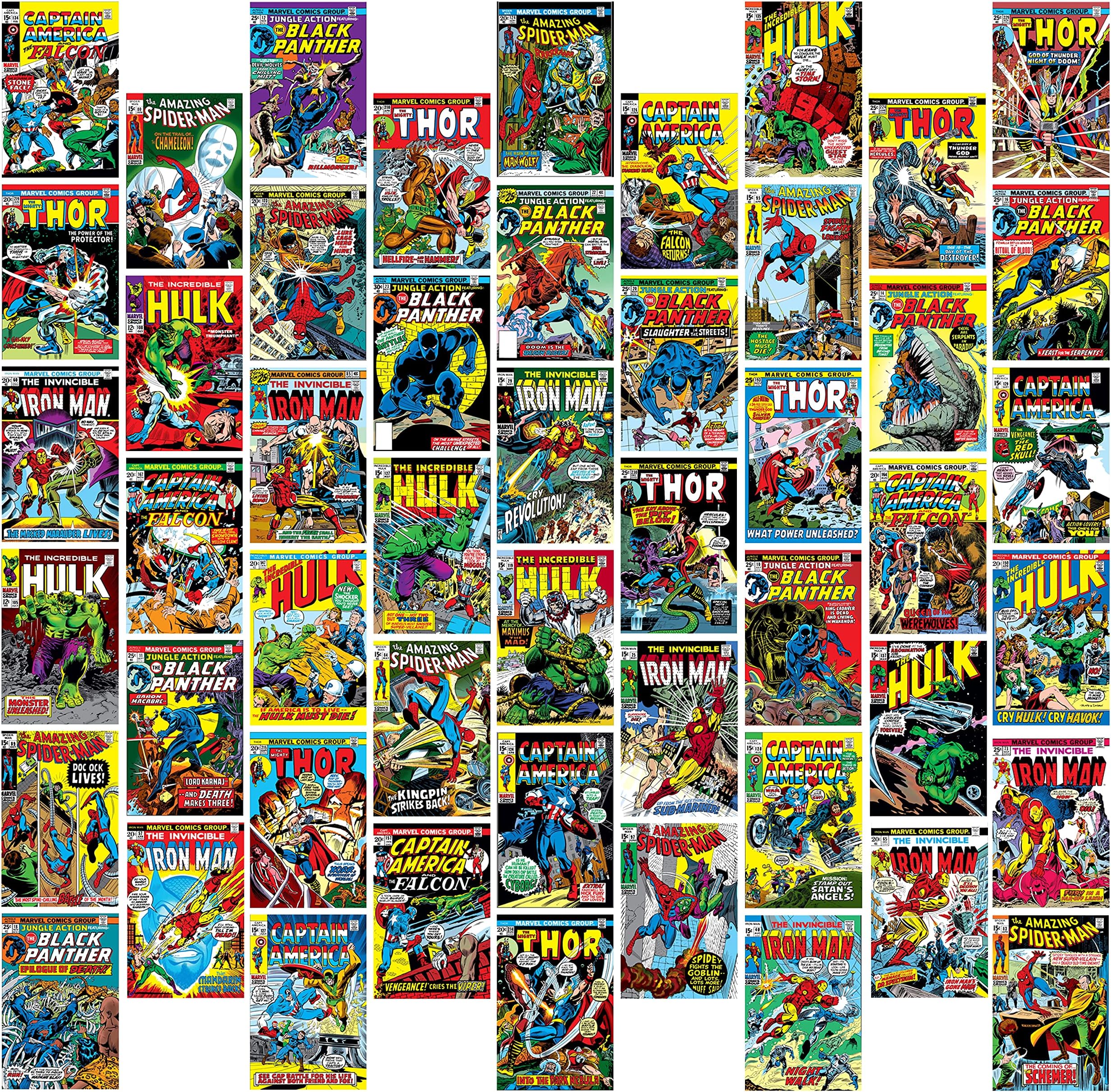SanArt Superhero Wall Decor, Avengers Collage Kit, 50 Set 4X6 Inch, Indie Small Posters, Girls Gift Dorm Collection Photo Display, Boys Trendy Wall Prints Kit, 4 x 6 Inch