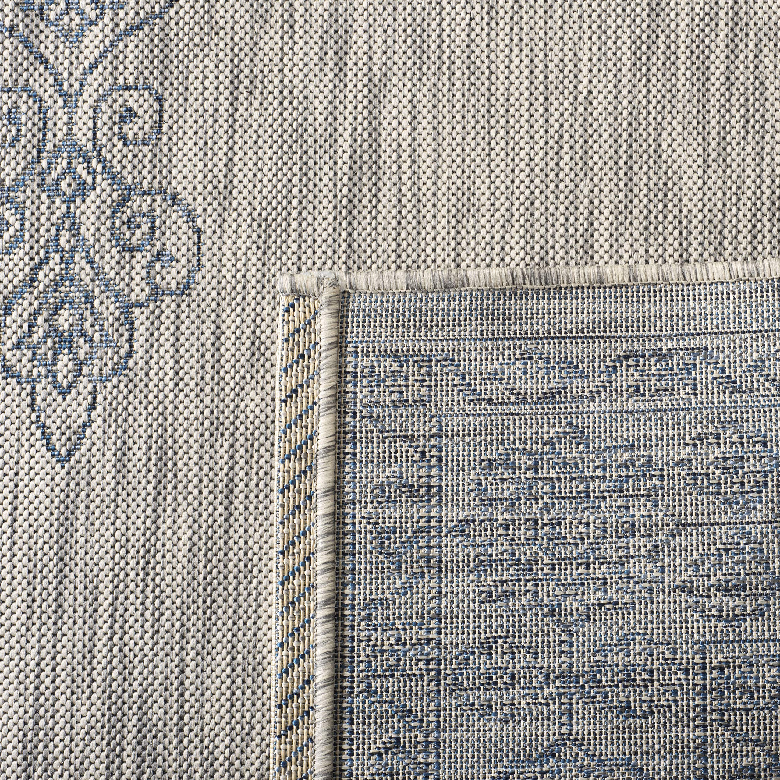 Tappeto Runner SAFAVIEH Courtyard 7,6 X 35,6 Cm, Avorio E Blu Navy, Lavabile, Per Interni/esterni, Antimacchia E UV
