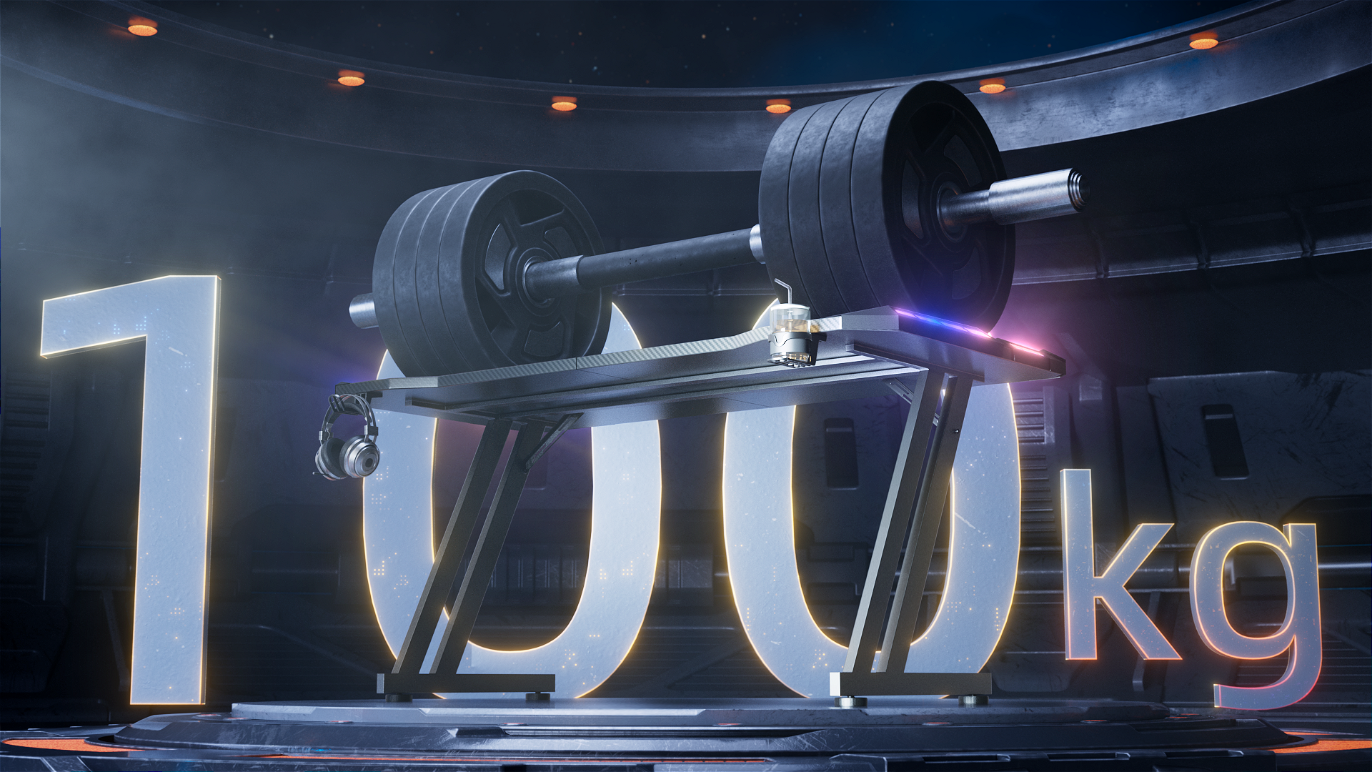 Amazon | LEDゲーミングデスク「メーカー一年保証」幅120 cm