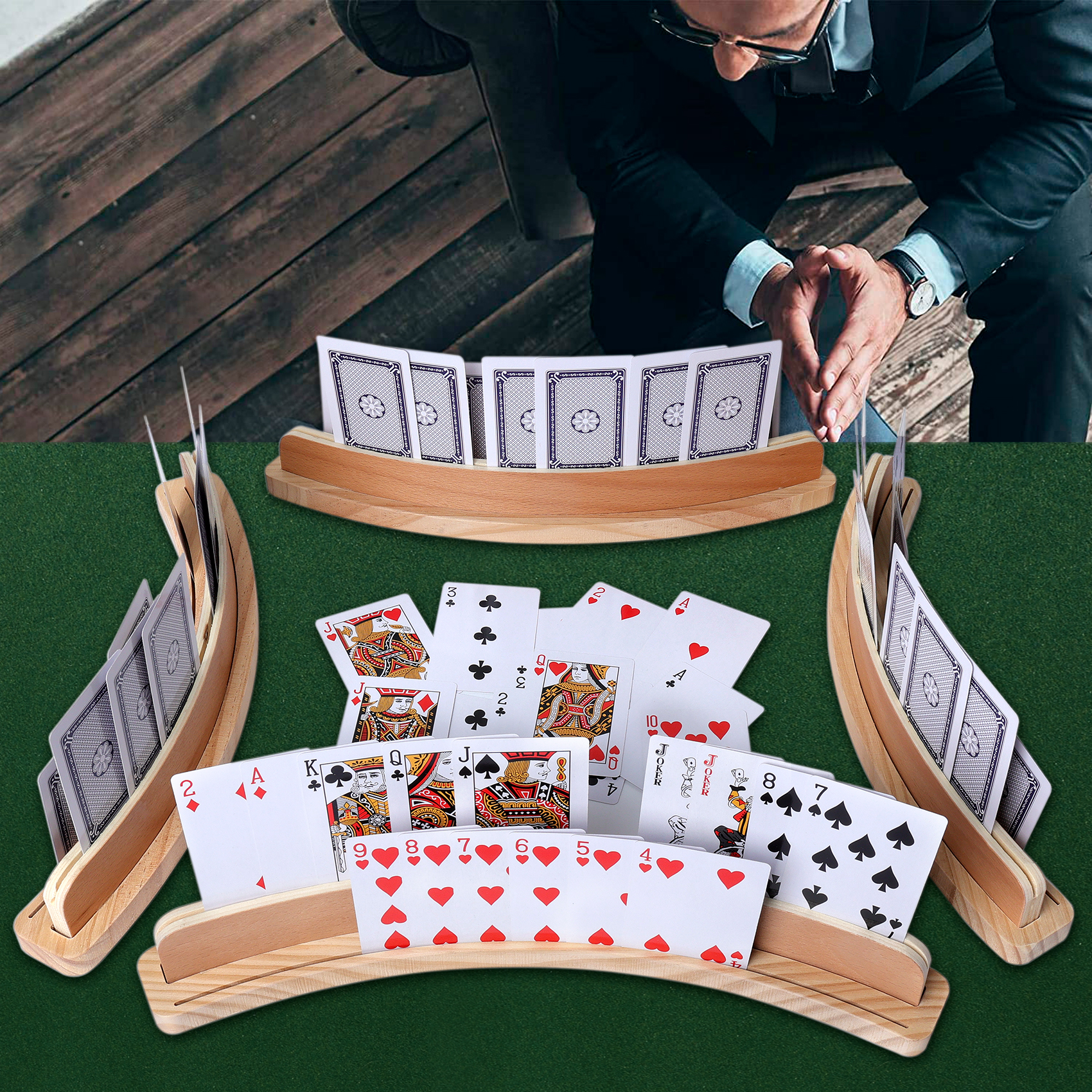 Amazon.com: GOTHINK Set of 4 - Cruved Playing Card Holder for Kids
