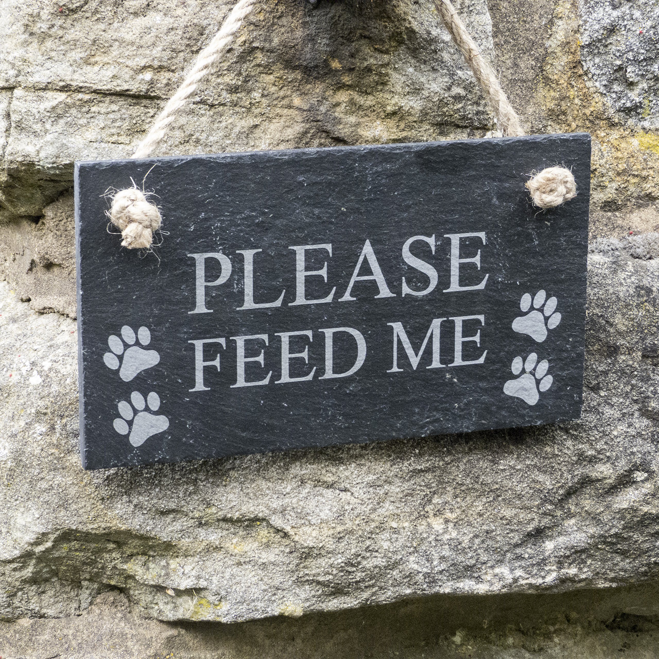 Double sided - The dog has been fed/Please feed the dog Slate Hanging Sign