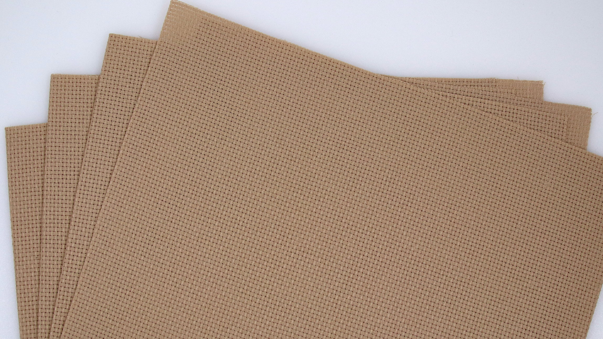 Image of KCS 4 pc of 12 inch x 18 inch 14CT Counted Cotton Aida Cloth Cross Stitch Fabric (Khaki)