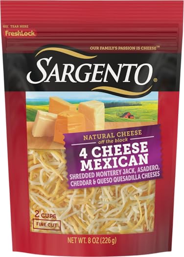 Sargento Natural 4 Cheese Mexican Shredded Cheese, Fine Cut, 8 oz