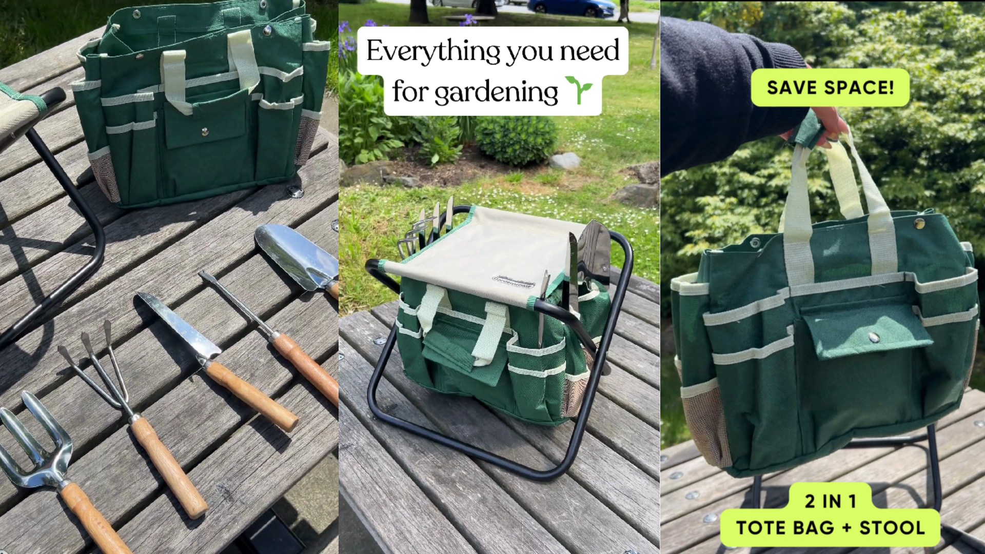 InnovaGoods Situl Panca Da Giardino Pieghevole 3 In 1 | Con Borsa Portattrezzi | Seduta O Ginocchiello | Leggera E Compatta - 5
